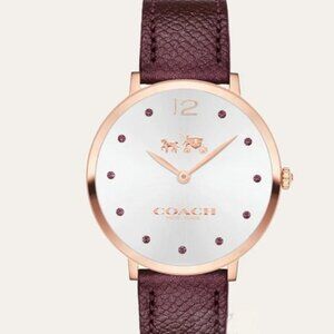 Coach Slim Easton Rose Gold Dial Ladies Watch with Burgundy Leather Strap